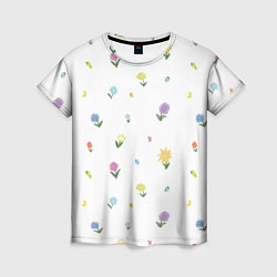 Женская футболка Цветы и бабочки