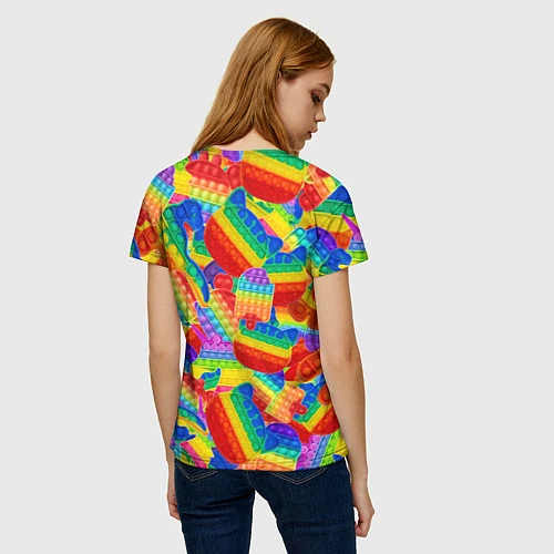 Женская футболка Разные Pop It масляная краска / 3D-принт – фото 4