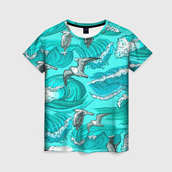 Женская футболка Чайки в море