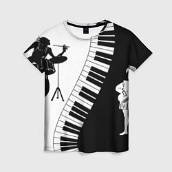 Женская футболка Черно Белое пианино
