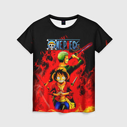 Женская футболка Зоро и Луффи в огне One Piece