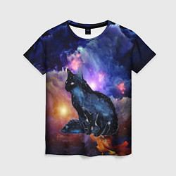 Женская футболка Кот в космосе