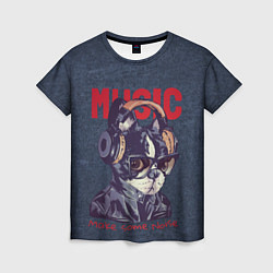 Женская футболка Music dog