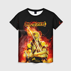 Женская футболка Зоро в огне One Piece Большой куш