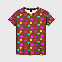Женская футболка Сердечки разноцветные