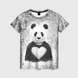 Женская футболка Панда Любовь Сердце Меланж