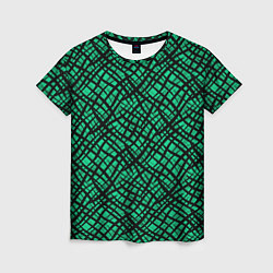 Женская футболка Абстрактный зелено-черный узор