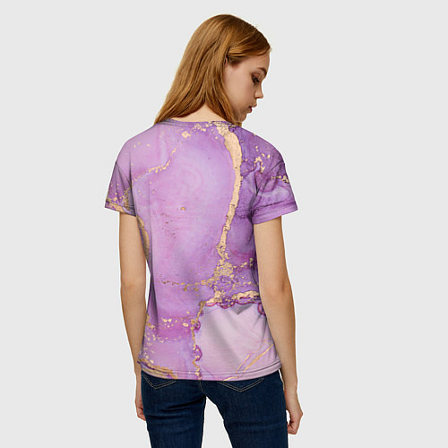 Женская футболка Сиреневые разводы краски / 3D-принт – фото 4