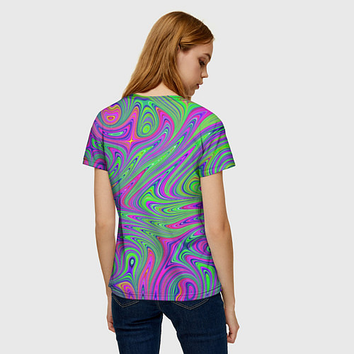 Женская футболка Неоновый абстрактный узор / 3D-принт – фото 4
