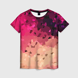 Женская футболка Бежево-малиновый абстрактный