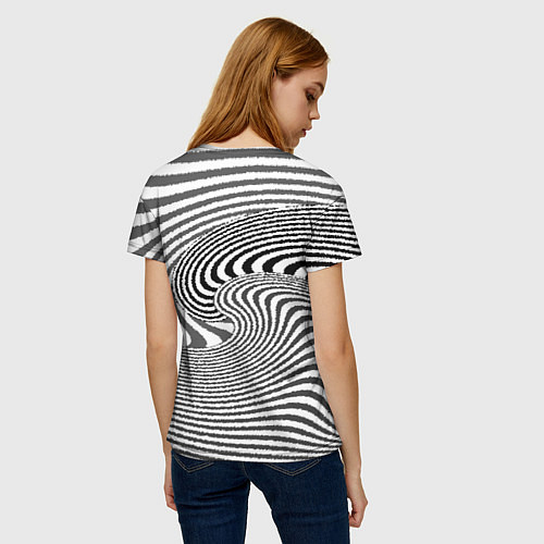 Женская футболка Черно белый мозаичный узор / 3D-принт – фото 4