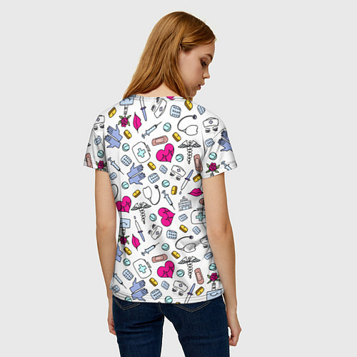 Женская футболка Медицинский паттерн / 3D-принт – фото 4