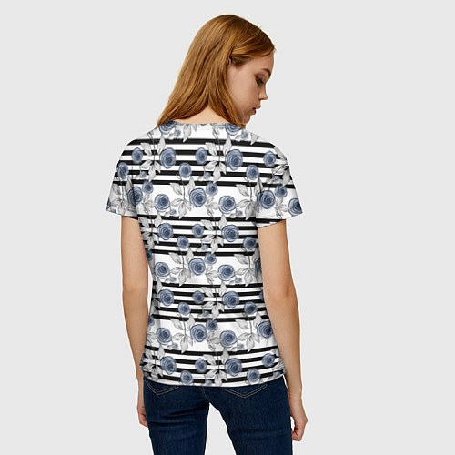 Женская футболка Акварельный полосатый узор / 3D-принт – фото 4