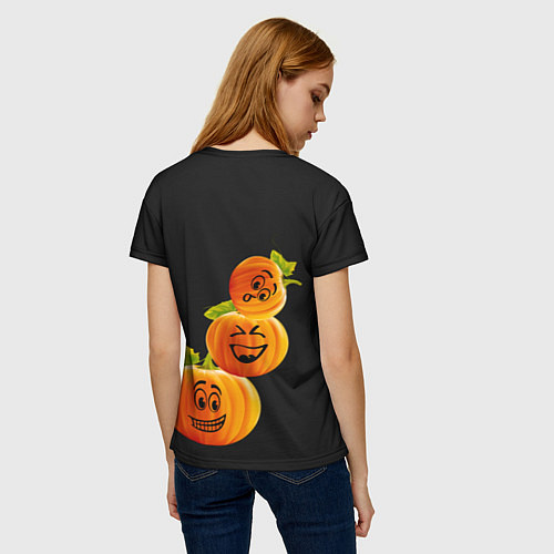 Женская футболка Хэллоуин смешные тыквы / 3D-принт – фото 4