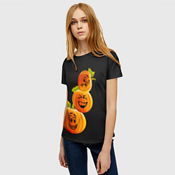Футболка женская Хэллоуин смешные тыквы, цвет: 3D-принт — фото 2