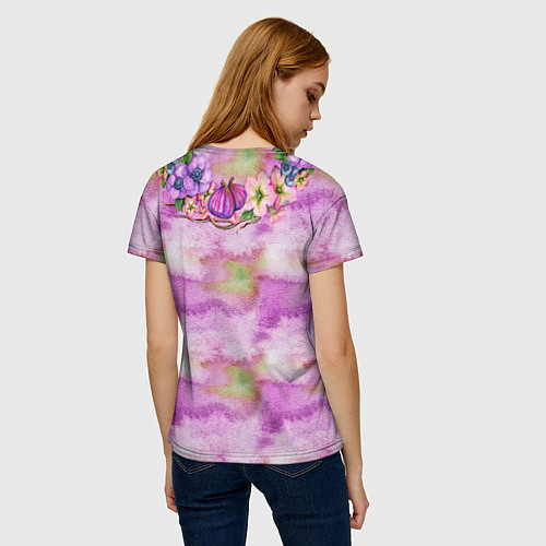 Женская футболка Инжир и цветы Акварель / 3D-принт – фото 4