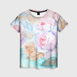 Женская футболка Нежная акварель с розами