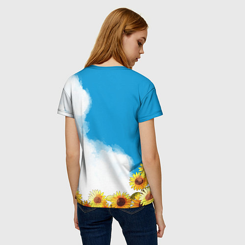Женская футболка Саю и Подсолнухи / 3D-принт – фото 4