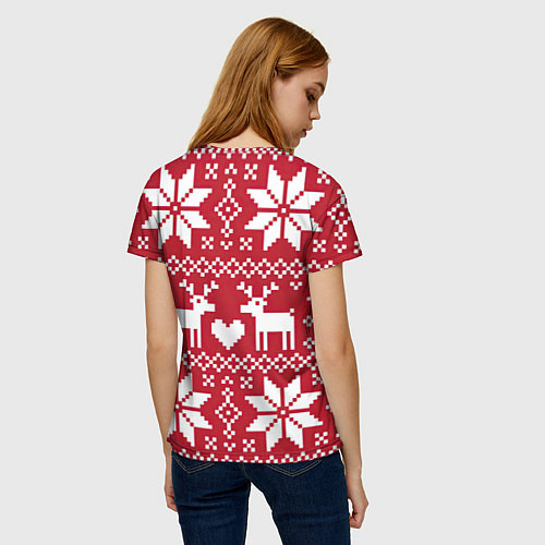 Женская футболка Рождественские олени / 3D-принт – фото 4