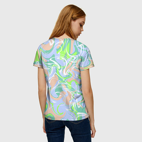 Женская футболка Разноцветные разводы красок / 3D-принт – фото 4