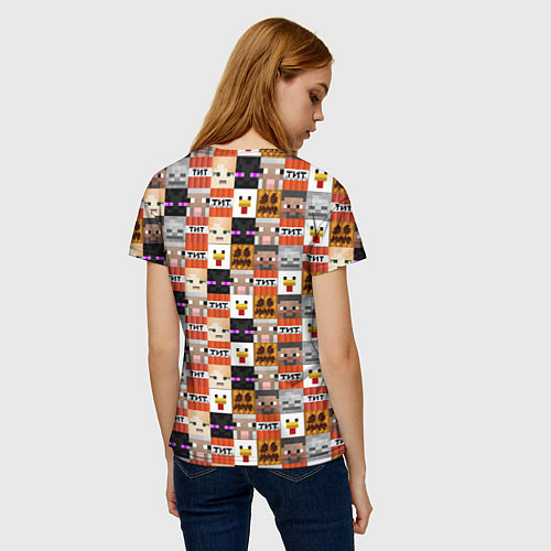 Женская футболка MINECRAFT КУБИКИ ПЕРСОНАЖИ / 3D-принт – фото 4