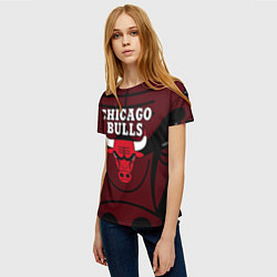 Футболка женская CHICAGO BULLS ЧИКАГО БУЛЛС НА ФОНЕ, цвет: 3D-принт — фото 2