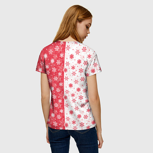 Женская футболка Снежинки - новогодние узоры / 3D-принт – фото 4