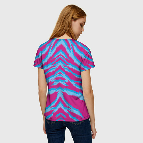 Женская футболка Неоновая шкура тигра / 3D-принт – фото 4