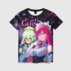 Женская футболка Розария и Сахароза, Genshin Impact