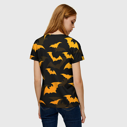 Женская футболка ЛЕТУЧИЕ МЫШИ НОЧЬ ХЕЛЛОУИН HALLOWEEN NIGHT BATS / 3D-принт – фото 4