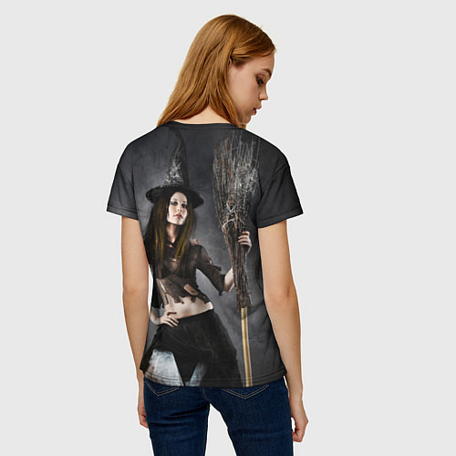 Женская футболка Милая ведьма с метлой / 3D-принт – фото 4