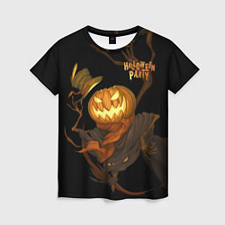 Женская футболка Приветливая тыква на Хэллоуин
