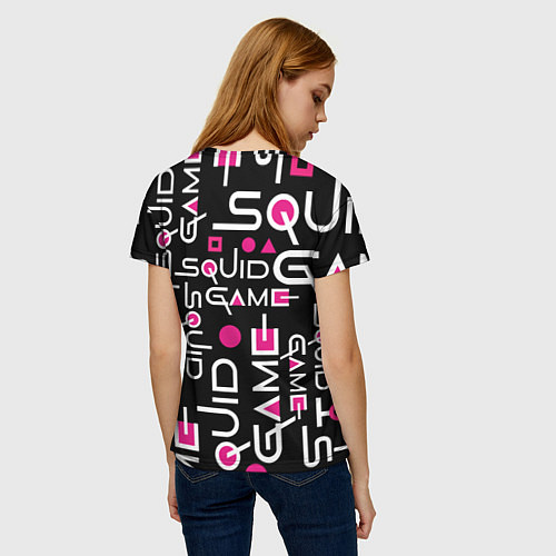 Женская футболка SQUID GAME ЛОГО PINK / 3D-принт – фото 4