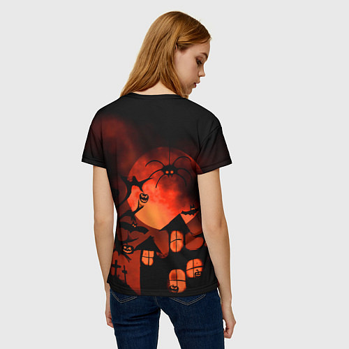 Женская футболка Красная луна на Хэллоуин / 3D-принт – фото 4