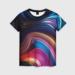 Женская футболка Цветные неоновые волны
