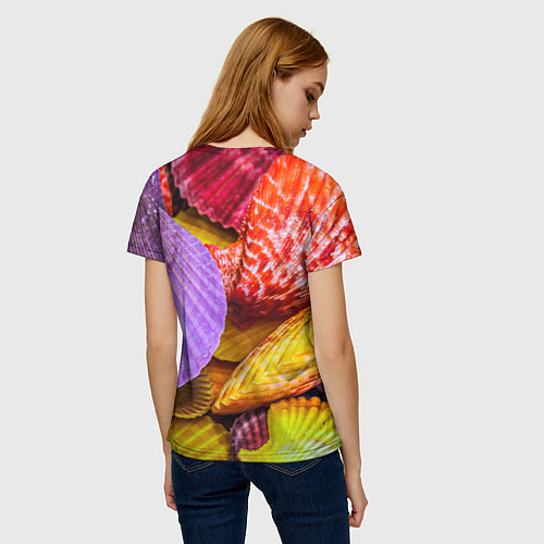 Женская футболка Разноцветные ракушки multicolored seashells / 3D-принт – фото 4