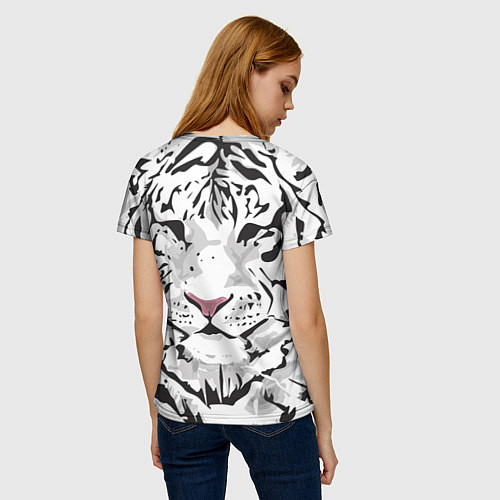 Женская футболка Белый снежный тигр / 3D-принт – фото 4