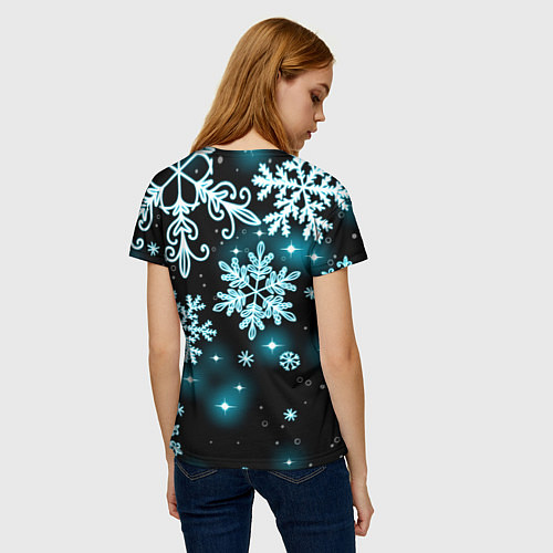 Женская футболка Космические снежинки / 3D-принт – фото 4