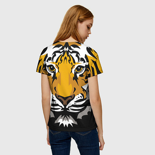 Женская футболка Суровый взгляд тигра / 3D-принт – фото 4