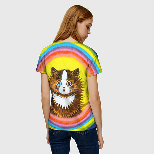 Женская футболка Радужный кот Луиса Уэйна / 3D-принт – фото 4