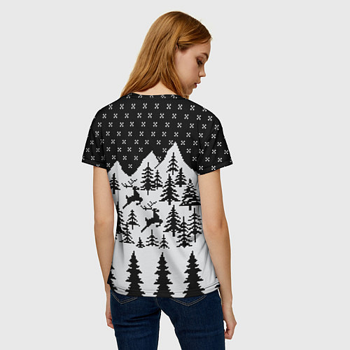 Женская футболка Северные Олени в Горах / 3D-принт – фото 4