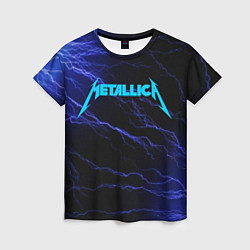 Футболка женская METALLICA BLUE FLASH МЕТАЛЛИКА СИНИЕ МОЛНИИ, цвет: 3D-принт