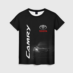 Женская футболка Черная Тойота Камри