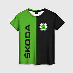 Женская футболка SKODA черно-зеленый
