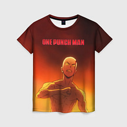 Женская футболка Сайтама в огне One Punch-Man