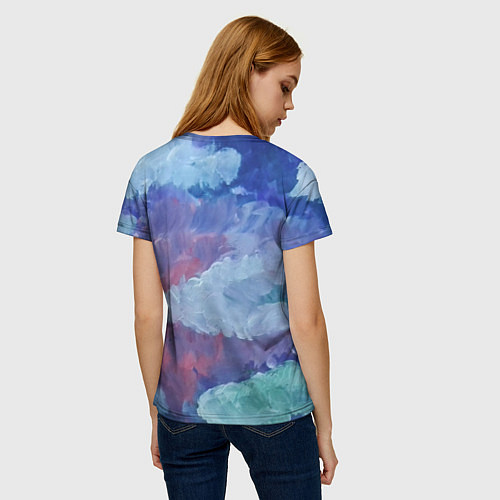 Женская футболка Гуашевые облака / 3D-принт – фото 4