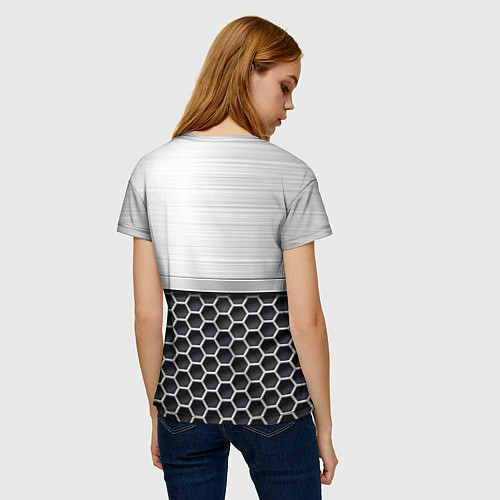 Женская футболка Шевроле Стальная решетка / 3D-принт – фото 4