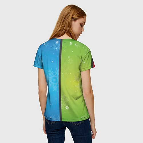 Женская футболка Цветное рождество Snowflake / 3D-принт – фото 4