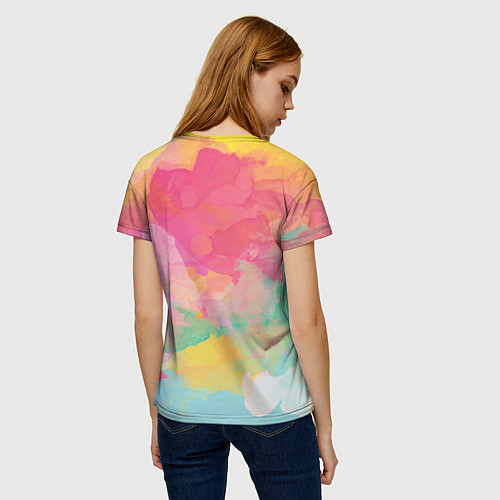 Женская футболка Радужная акварель / 3D-принт – фото 4