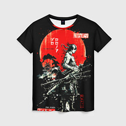 Женская футболка Ван пис зоро самурай на черном фоне